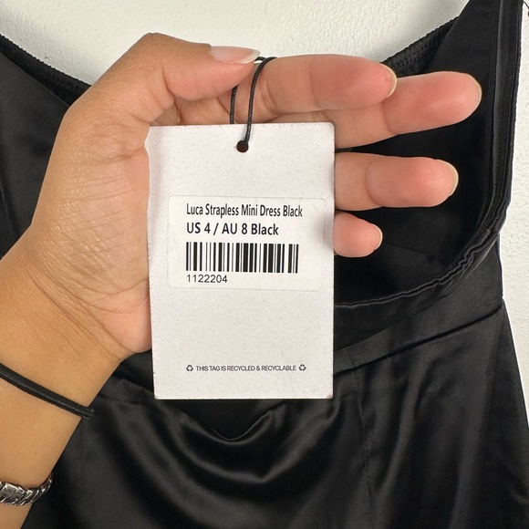 Princess Polly Satin Black LUCA STRAPLESS MINI DRESS Women’s Sz 4 - Picture 5 of 10